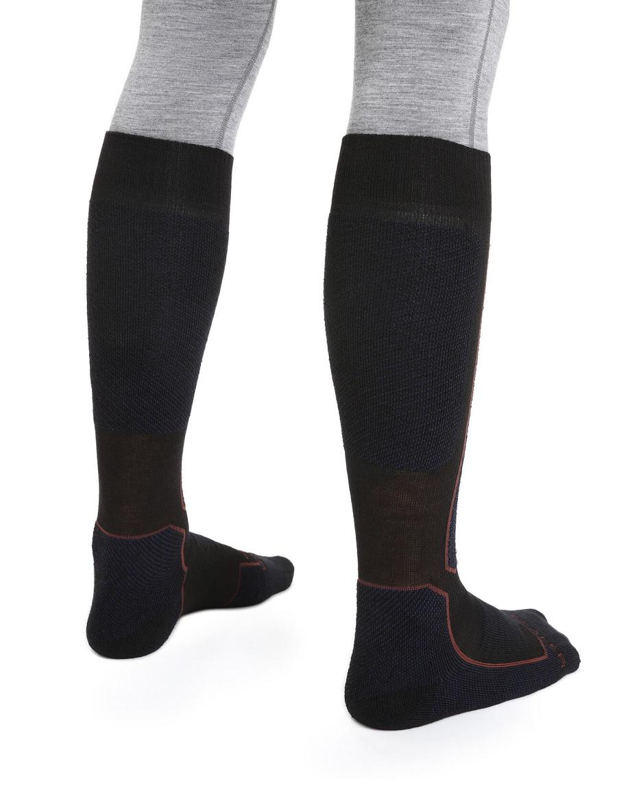 Men's Icebreaker Merino Ski+ Medium Over the Calf Socks Black / Royal Navy | CA 1919KORI